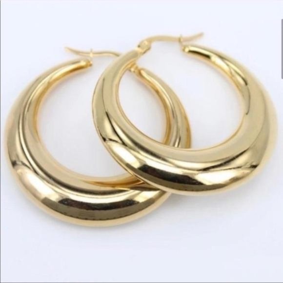 NEW 18K GOLD ROUND HOOP EARRINGS, NICE EARRINGS, CUTE EARRINGS - Picture 5 of 5